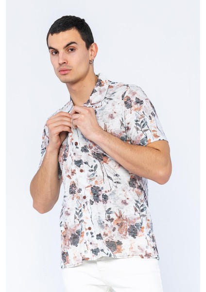 Erkek Regular Fit Desenli Kısa Kollu T-Shirt Gömlek