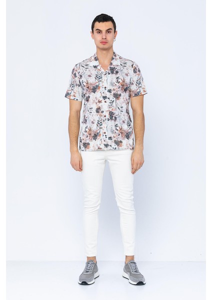 Erkek Regular Fit Desenli Kısa Kollu T-Shirt Gömlek