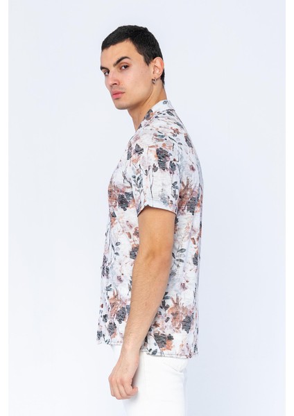 Erkek Regular Fit Desenli Kısa Kollu T-Shirt Gömlek