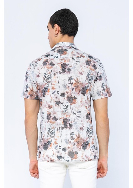 Erkek Regular Fit Desenli Kısa Kollu T-Shirt Gömlek
