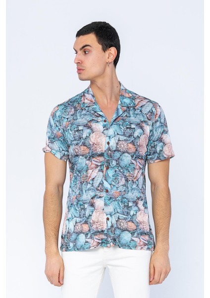 Erkek Regular Fit Desenli Kısa Kollu T-Shirt Gömlek