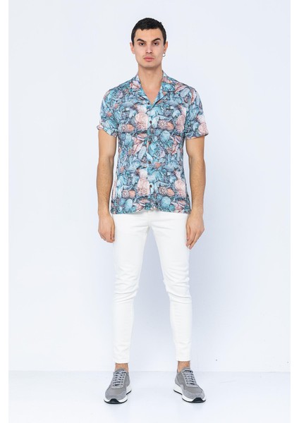 Erkek Regular Fit Desenli Kısa Kollu T-Shirt Gömlek