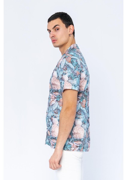 Erkek Regular Fit Desenli Kısa Kollu T-Shirt Gömlek