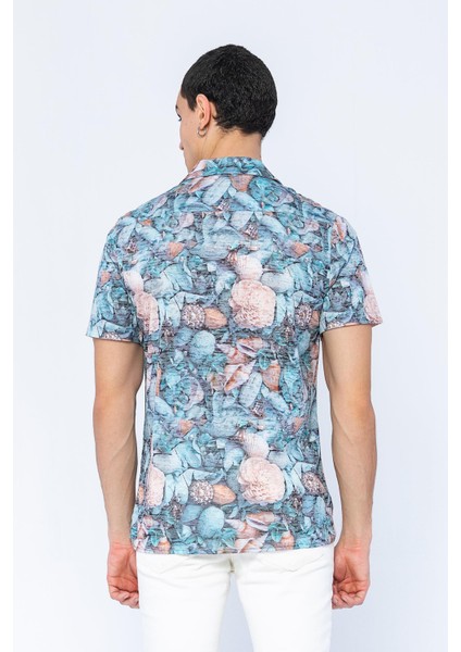 Erkek Regular Fit Desenli Kısa Kollu T-Shirt Gömlek