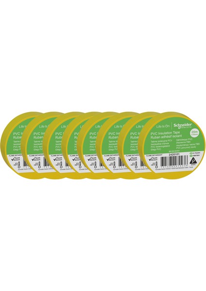 Schneider 8li Sarı Pvc Izolasyon Bandı 20MT*19MM 2420101-8