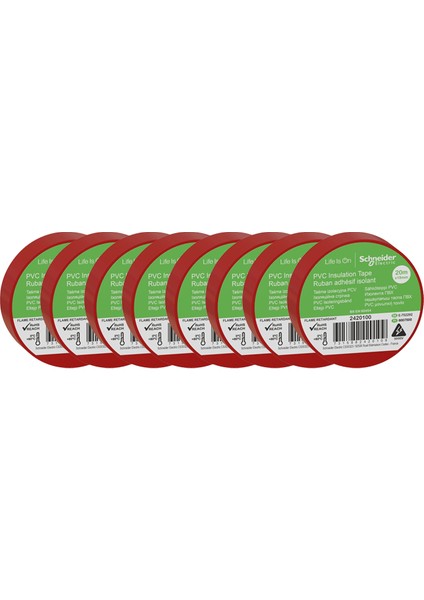 Schneider 8li Kırmızı Pvc Izolasyon Bandı 20MT*19MM 2420100-8