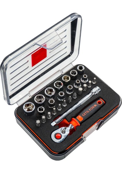 C00-27PH5 1/4" 6 Köşe Lokma Takımı 27 Parça (P.kutu)
