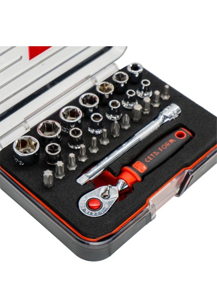 C00-27PH5 1/4" 6 Köşe Lokma Takımı 27 Parça (P.kutu)