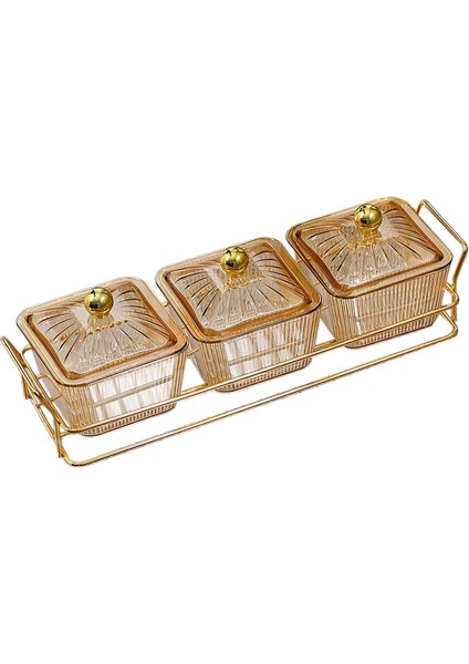 Bölünmüş Servis Tabağı Atıştırmalık Saklama Kabı Kahverengi 3 Izgara (Yurt Dışından)