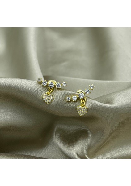 Beş Taşlı Kalp Gümüş Küpe fiyatları