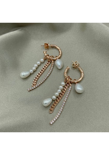 Zincir ve Taşlı Sallantılı Gümüş Küpe fiyatları