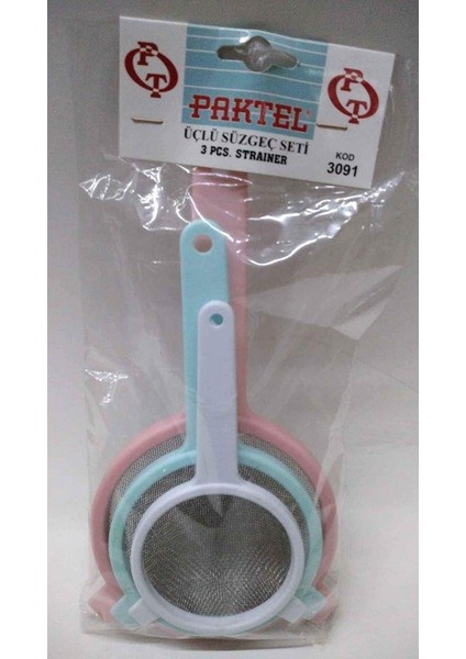 Paktel 3'lü Süzgeç Seti Paslanmaz 3 Adet 13CM,10CM,8CM D-Raf