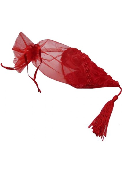 Şeker Külahı Süslü Dantelli Üstü Güllü - 10'lu Kırmızı