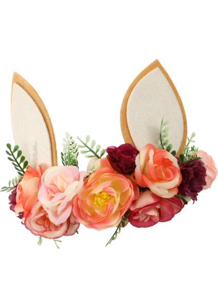Yaratıcı Tavşan Kulak Çiçek Taç Kafa Bandı Paskalya Headdress Çocuk Düğün Stilleri (Yurt Dışından)