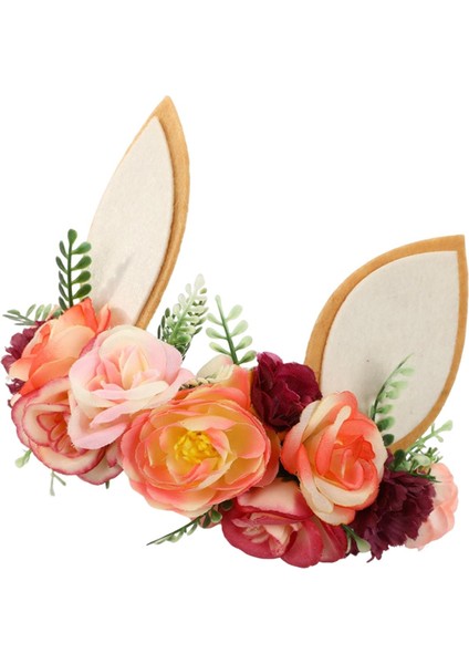 Yaratıcı Tavşan Kulak Çiçek Taç Kafa Bandı Paskalya Headdress Çocuk Düğün Stilleri (Yurt Dışından)
