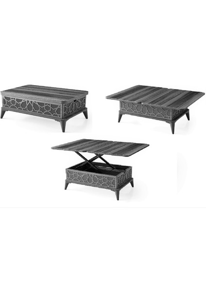 1315 Akıllı Sehpa Sihirli Sehpa Açılır Orta Sehpa Büyüyen Sehpa 82 x 50 cmSTAR Siyah Mermer fiyatları