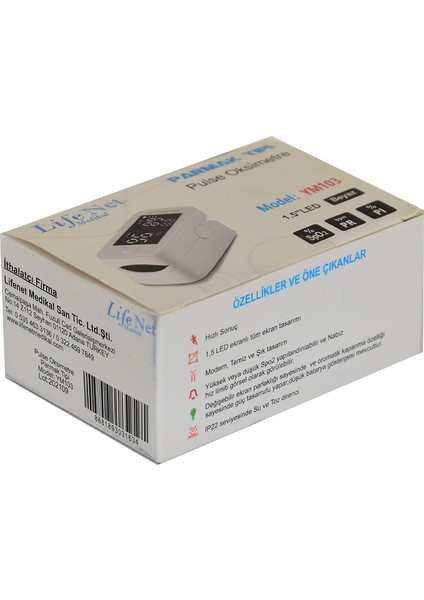 Dijital Pulse Oksimetre Parmaktan Nabız Ölçer Taşınabilir Oximeter YM103