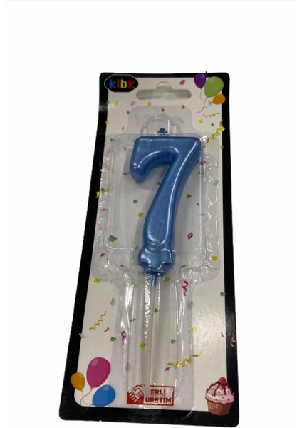 7 Yaş Açık Mavi Rakam Mum