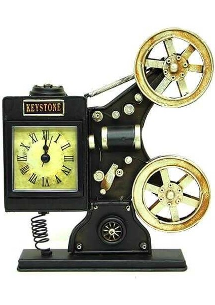 Dekoratif Metal Sinemaskop Saat Vintage Hediyelik