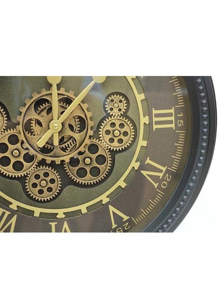 Yuvarlak Roma Rakamlı Spintime Yeşiloksit Çarklı Metal Duvar Saat