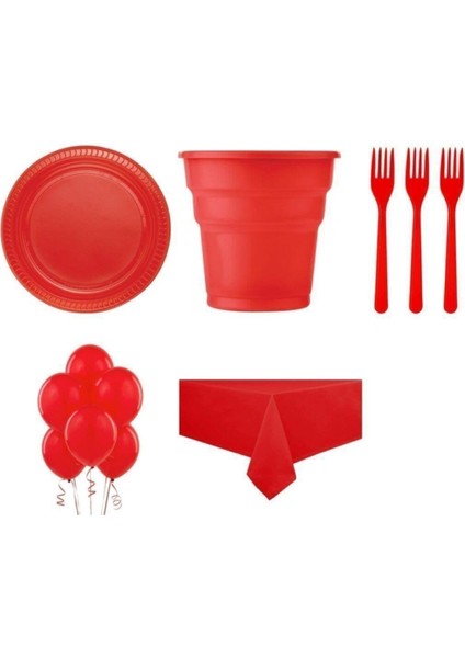 Partiyeri Doğum Günü Ekonomik Parti Seti 25 Kişilik Kırmızı