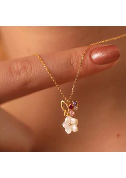 925 Ayar Gümüş Manolya Kelebek Kolye modelleri