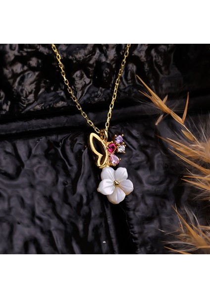 925 Ayar Gümüş Manolya Kelebek Kolye indirimleri