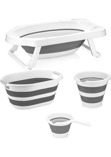 Coolbaby Hobbylife Katlanabilir Küvet 4 In 1 Set - Koyu Gri