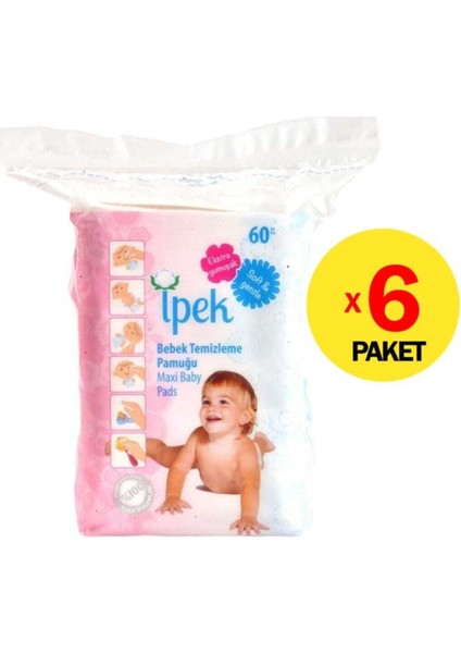 Ipek Axi Bebek Temizleme Pamuğu 60'lı 6'lı Set