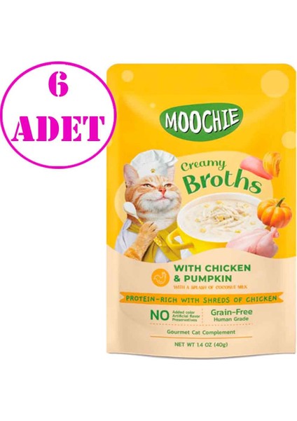 Kedi Çorbası Parça Tavuklu Balkabaklı Tahılsız 40 gr 6 Ad