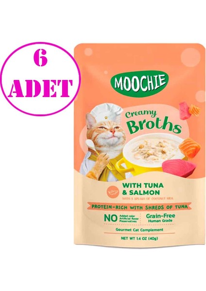 Kedi Çorbası Parça Ton Balığı Somon Tahılsız 40 gr 6 Ad