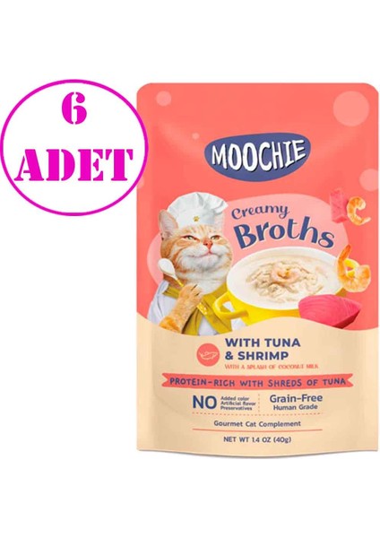 Kedi Çorbası Parça Ton Balığı Karides Tahılsız 40 gr 6 Ad