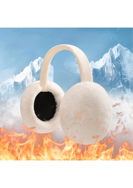 2x Bulanik Kiş Kişli Kulak Isitici Unisex Ear Muffs Ear Kapak Yüküm Karmaflari Beyaz Siyah (Yurt Dişindan)