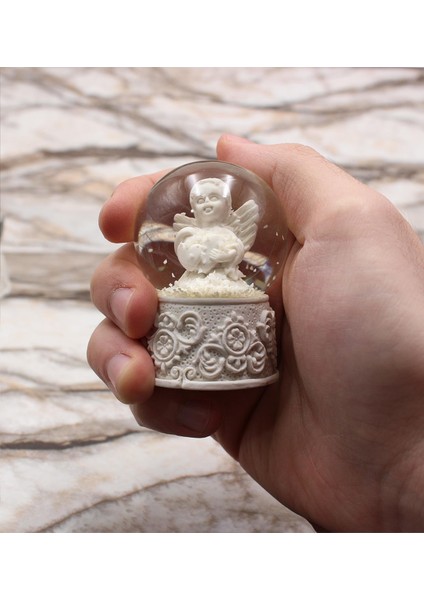 Sevgililer Gününe Özel Beyaz Mini Melek Kar Küresi modelleri