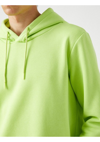 Basic Kapşonlu Sweatshirt Şardonlu