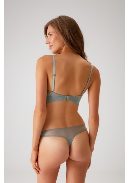 Mint Yeşili 4830 Milan Push Up Dantelli Balconette Sütyen ve Tanga / Fantezi Iç Çamaşır Takımı modelleri