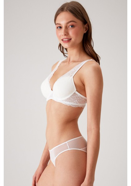 Ekru 4821 Biella Soft Push Up Dolgulu Çiçekli Bralet Sütyen Takımı / Iç Çamaşır Takım fiyatları