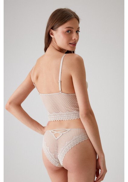 Taş Rengi 4831 Pedli Şerit Detaylı Balensiz Dantelli Bralet Sütyen Takım / Iç Çamaşır Takımı fiyatları