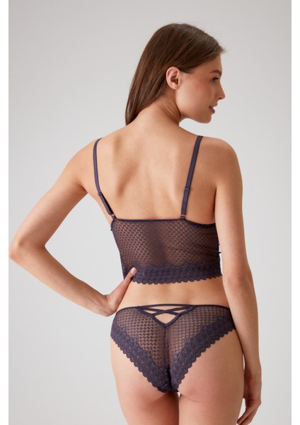 Blueberry 4831 Pedli Şerit Detaylı Balensiz Dantelli Bralet Sütyen Takım / Iç Çamaşır Takımı modelleri