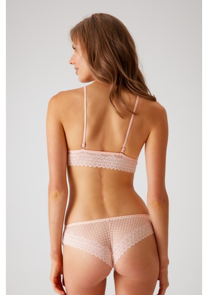 Somon 4834 Tül Detaylı Balensiz Üçgen Bralet Sütyen ve Brazilian / Iç Çamaşır Takımı modelleri