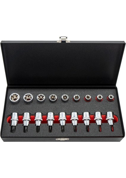 Cet Form 1/2" Torx Lokma Takımı 18 Parça (Metal Kutulu)