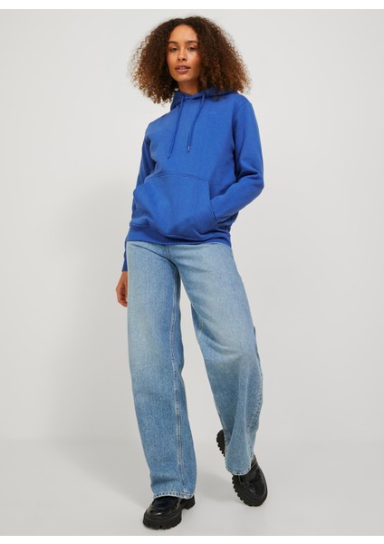 Bisiklet Yaka Açık Mavi Kadın Sweatshirt 12223961