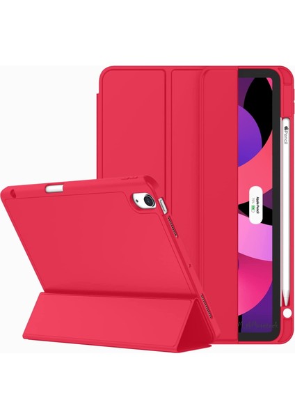 MTK Moveteck Apple Ipad 10.nesil 10.9inç Uyumlu Pu Deri Kalem Bölmeli Yumuşak Liquid Otomatik Uyku Modlu Akıllı Kılıf Smart Case A2696 A2757 A2777 Magnetik