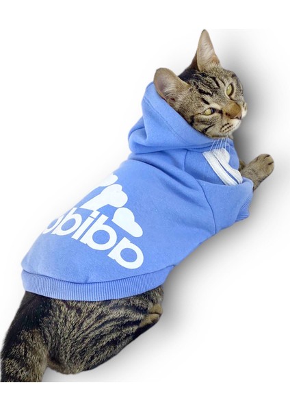 Bebek Mavisi Adidog Kapşonlu Kedi Sweatshirt Kedi Kazağı fırsatları