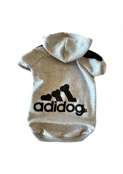 Gri Adidog Kapşonlu Duo Kedi Sweatshirt