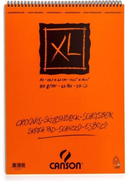 Xl Croquis Spiralli Eskiz Defteri A3 90GR 50 Yaprak