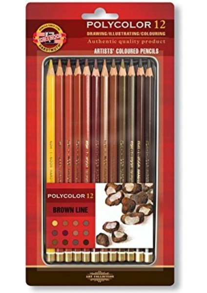 Kohinoor Polycolor Kuruboya Kalem Seti 12 Renk - Brown Line