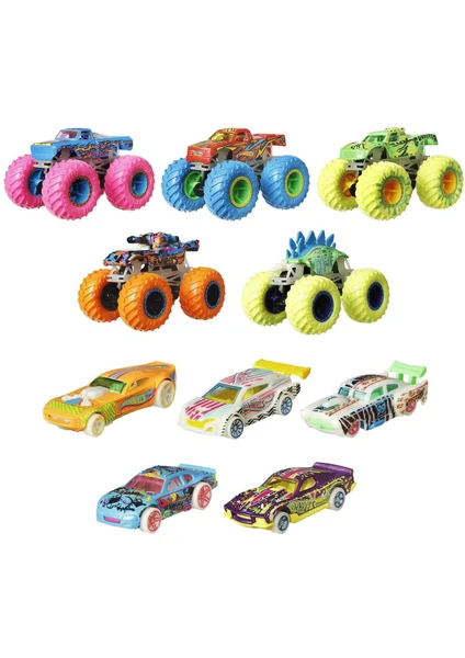 Hot Wheels Monster Trucks Karanlıkta Parlayan Araçlar Paketi, 3 yaş ve üzeri, HCB57