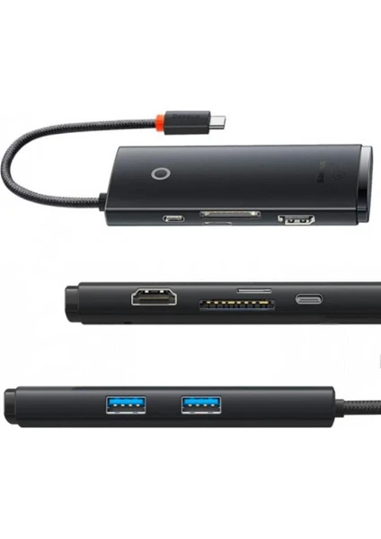 100W 6in1 Pd Type C Çoğaltıcı Çevirici Hub, 2x Usb, 1x Hdmi, 1x Pd Type C, 1x Sd/tf Adaptör