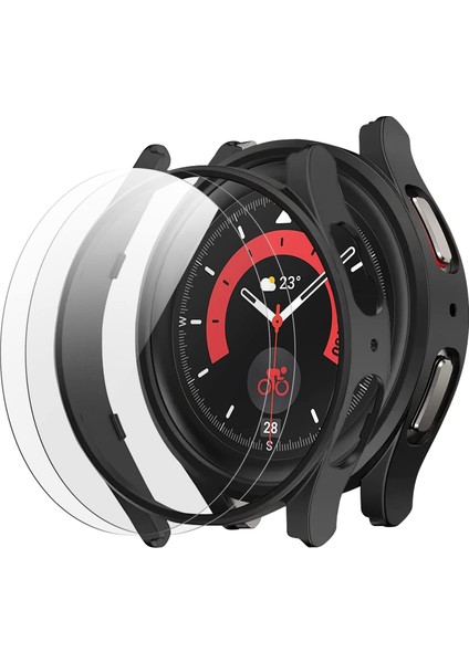 Samsung Galaxy Watch 5pro 45MM Uyumlu Kılıf Ekran ve Kasa Koruyucu 360 Derece Tam Kaplar Sert Pc 2in1 Set